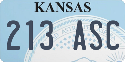 KS license plate 213ASC