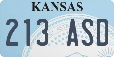 KS license plate 213ASD