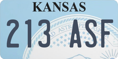 KS license plate 213ASF