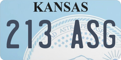 KS license plate 213ASG