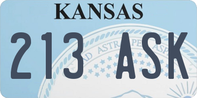 KS license plate 213ASK