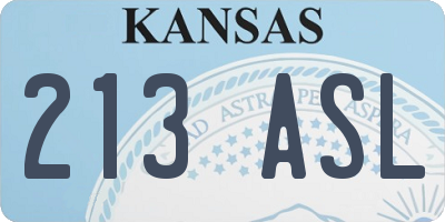 KS license plate 213ASL