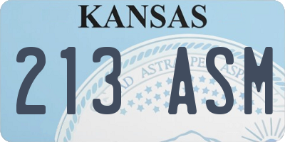 KS license plate 213ASM
