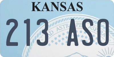 KS license plate 213ASO