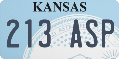 KS license plate 213ASP