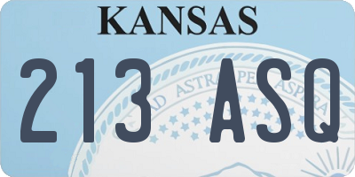 KS license plate 213ASQ