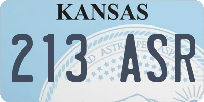 KS license plate 213ASR
