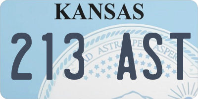 KS license plate 213AST