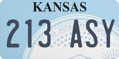 KS license plate 213ASY