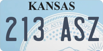 KS license plate 213ASZ