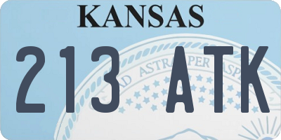 KS license plate 213ATK