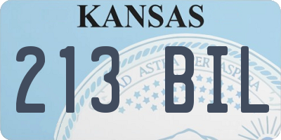 KS license plate 213BIL