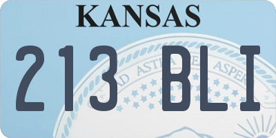 KS license plate 213BLI