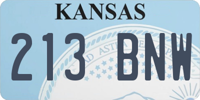 KS license plate 213BNW
