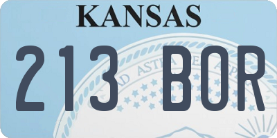 KS license plate 213BOR