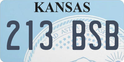 KS license plate 213BSB