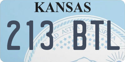 KS license plate 213BTL