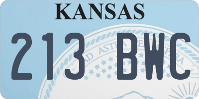 KS license plate 213BWC