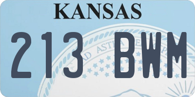 KS license plate 213BWM