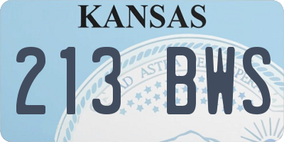 KS license plate 213BWS