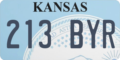 KS license plate 213BYR