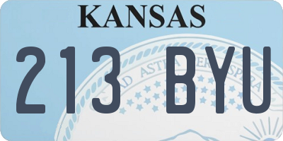 KS license plate 213BYU