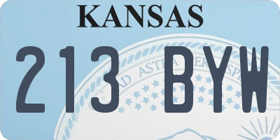 KS license plate 213BYW