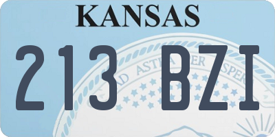 KS license plate 213BZI