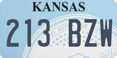 KS license plate 213BZW