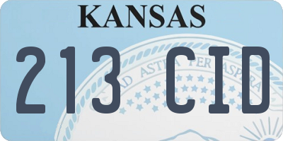 KS license plate 213CID