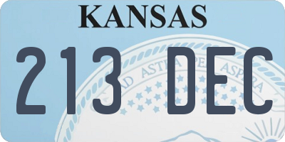 KS license plate 213DEC