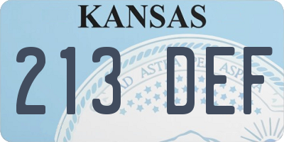 KS license plate 213DEF