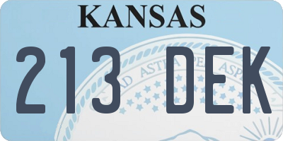 KS license plate 213DEK