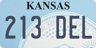KS license plate 213DEL