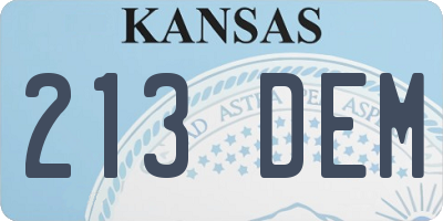 KS license plate 213DEM