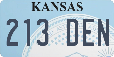 KS license plate 213DEN