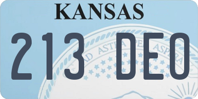 KS license plate 213DEO