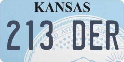 KS license plate 213DER