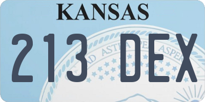 KS license plate 213DEX