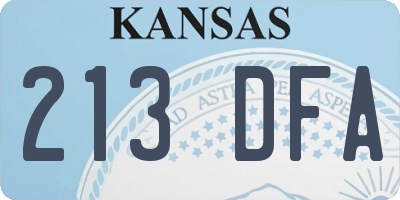 KS license plate 213DFA