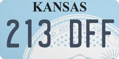 KS license plate 213DFF