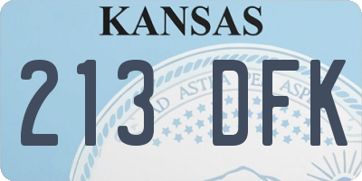 KS license plate 213DFK