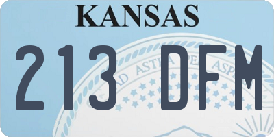 KS license plate 213DFM