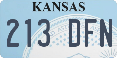 KS license plate 213DFN