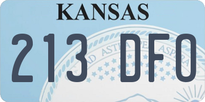 KS license plate 213DFO