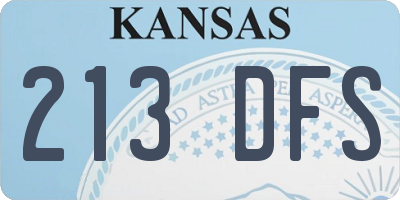 KS license plate 213DFS
