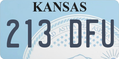 KS license plate 213DFU