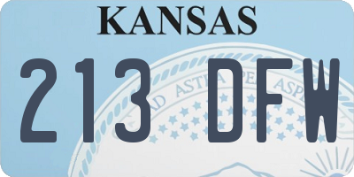 KS license plate 213DFW
