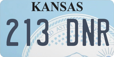 KS license plate 213DNR