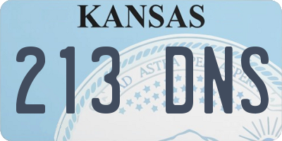 KS license plate 213DNS